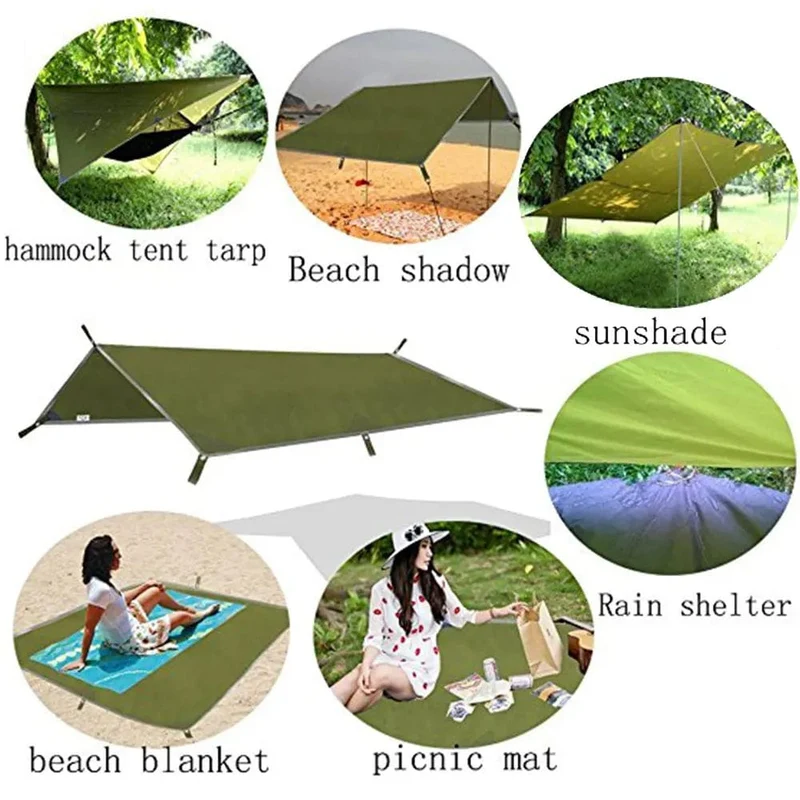 3x3m Auto Seitenmarkise Outdoor Camping Zelt Plane Wasserdichte Picknick-Matte mit Tragetasche RainTarp Hängematte Baldachin Schatten Sonnenschutz