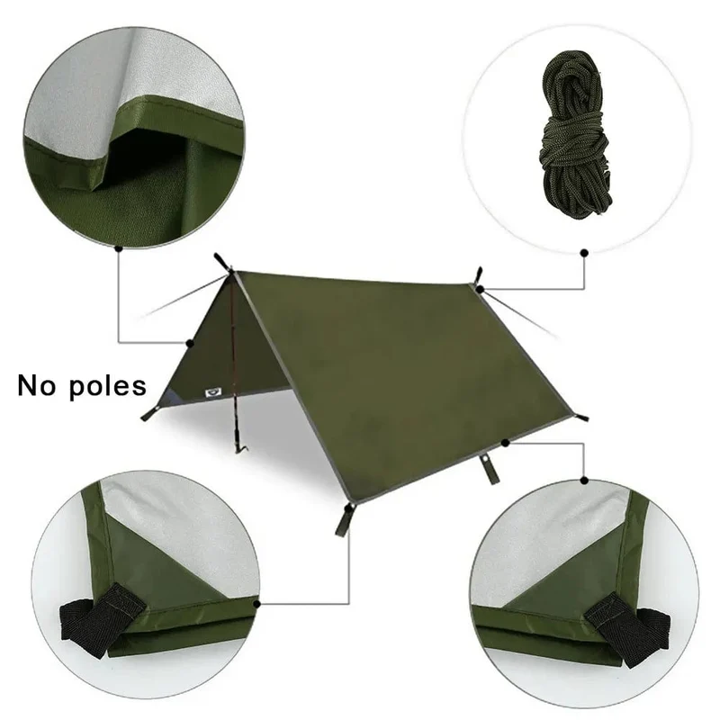 3x3m Auto Seitenmarkise Outdoor Camping Zelt Plane Wasserdichte Picknick-Matte mit Tragetasche RainTarp Hängematte Baldachin Schatten Sonnenschutz