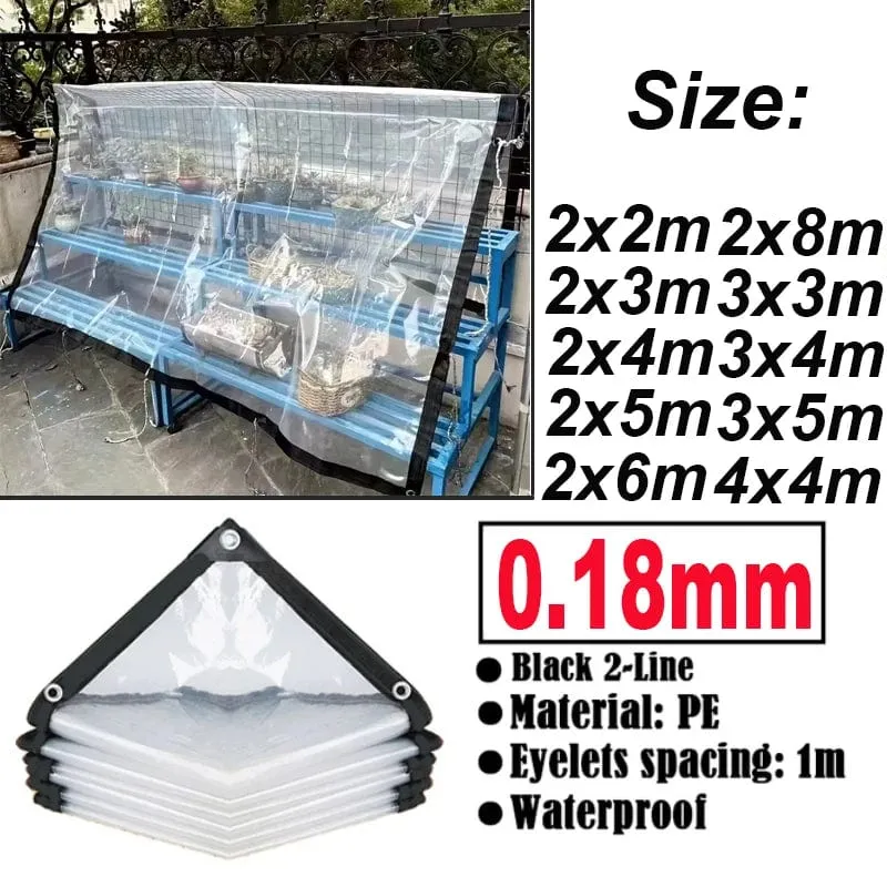 Verdickte transparente wasserdichte Plane für den Garten, regensicher, durchsichtige Poly-Plane, Pflanzenabdeckung, Isolierung, Schuppentuch mit Ösen