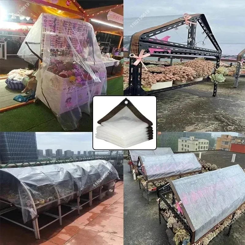 Verdickte transparente wasserdichte Plane für den Garten, regensicher, durchsichtige Poly-Plane, Pflanzenabdeckung, Isolierung, Schuppentuch mit Ösen