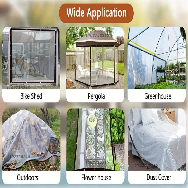 Verdickte transparente wasserdichte Plane für den Garten, regensicher, durchsichtige Poly-Plane, Pflanzenabdeckung, Isolierung, Schuppentuch mit Ösen