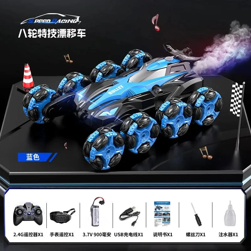 Achträdrige Schwinge Drift Stunt Fernbedienung Auto Karosserie Gefühl Musik Spray Rollen Klettern Geländewagen Kabelloses Spielzeug