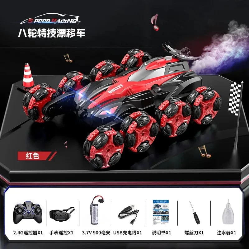 Achträdrige Schwinge Drift Stunt Fernbedienung Auto Karosserie Gefühl Musik Spray Rollen Klettern Geländewagen Kabelloses Spielzeug