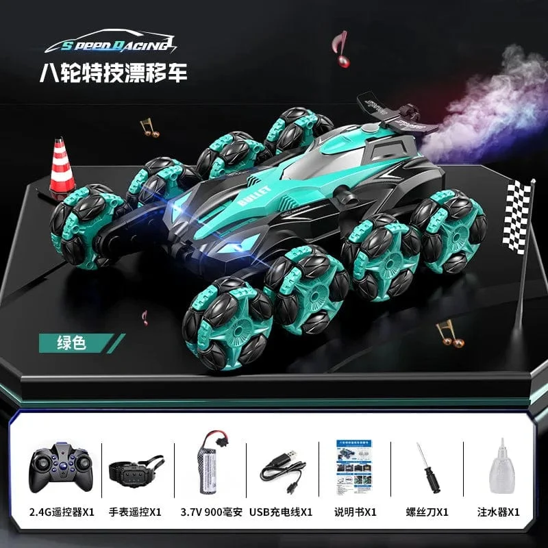 Achträdrige Schwinge Drift Stunt Fernbedienung Auto Karosserie Gefühl Musik Spray Rollen Klettern Geländewagen Kabelloses Spielzeug