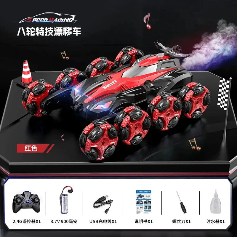 Achträdrige Schwinge Drift Stunt Fernbedienung Auto Karosserie Gefühl Musik Spray Rollen Klettern Geländewagen Kabelloses Spielzeug