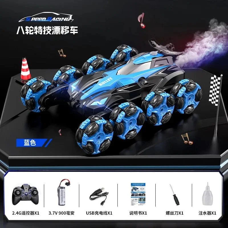 Achträdrige Schwinge Drift Stunt Fernbedienung Auto Karosserie Gefühl Musik Spray Rollen Klettern Geländewagen Kabelloses Spielzeug