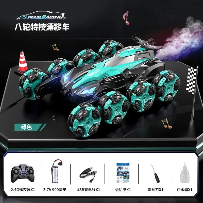 Achträdrige Schwinge Drift Stunt Fernbedienung Auto Karosserie Gefühl Musik Spray Rollen Klettern Geländewagen Kabelloses Spielzeug