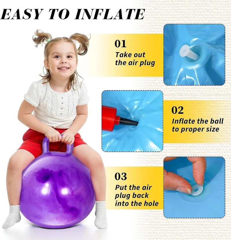 18-Zoll-Hopper-Ball mit Griff, springender Ball, Marmor-Hüpfbälle, Hüpfspielzeug, aufblasbarer Hop-Ball, Sprungball für Jungen und Mädchen