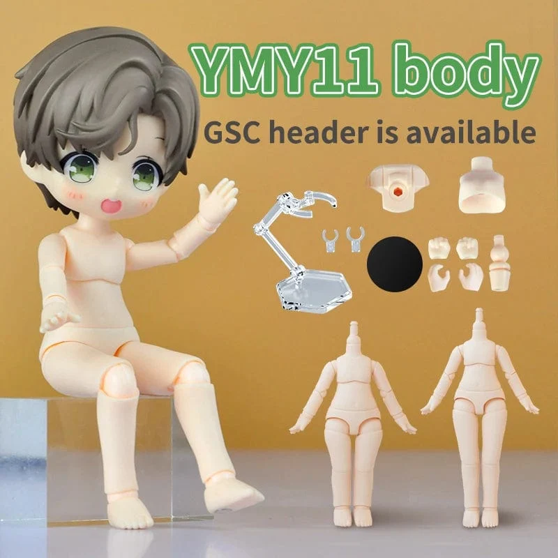 YmY Ob11 Puppenkörper für Gsc-Kopf 1/12 bjd Obitsu 11 Repories Gelenkhand Nendoroid Spielzeug Zubehör kann ersetzt werden