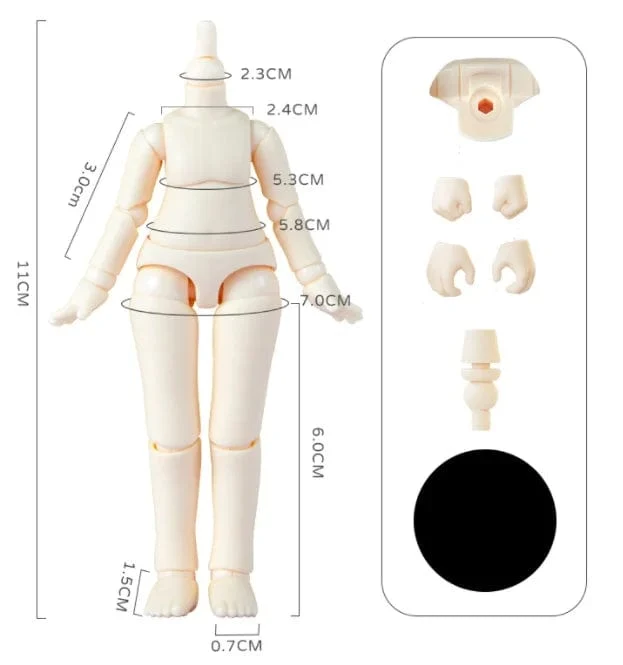 YmY Ob11 Puppenkörper für Gsc-Kopf 1/12 bjd Obitsu 11 Repories Gelenkhand Nendoroid Spielzeug Zubehör kann ersetzt werden