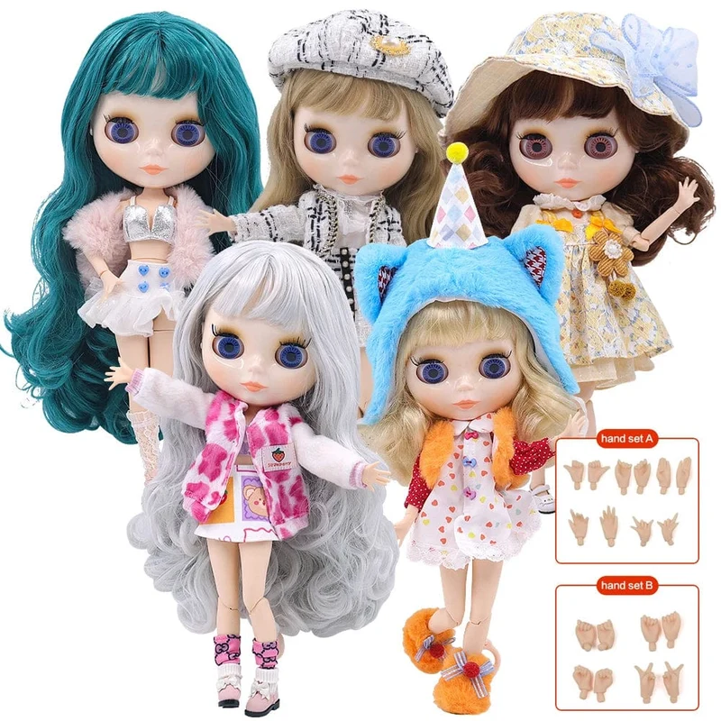 ICY DBS Blyth puppe 1/6 BJD Angepasst nude joint körper mit weiß haut, glänzend gesicht, blau hintergrund ist matte gesicht mädchen geschenk, spielzeug