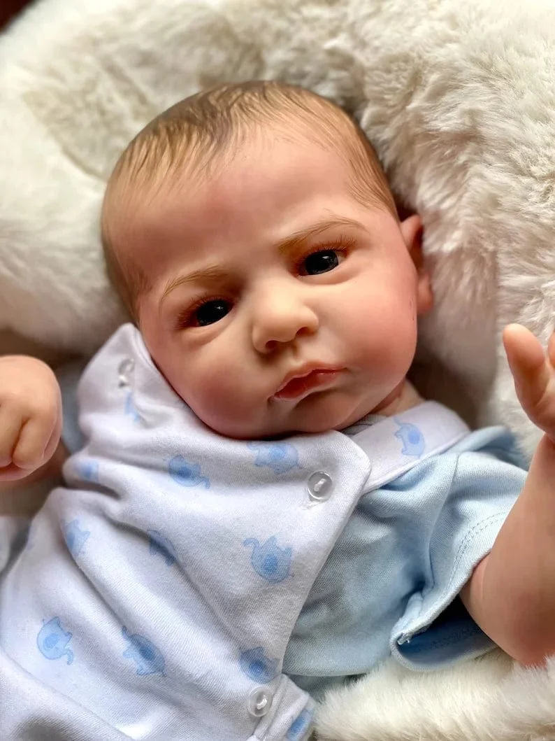 18-20 Zoll Cameron Bebe Reborn Junge und Mädchen mit bemaltem Haar, 3D-bemalter Haut, handgefertigte, lebensechte Neugeborene