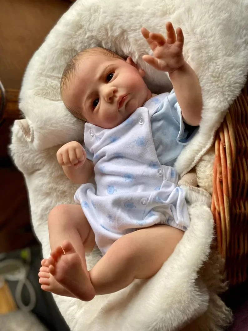 18-20 Zoll Cameron Bebe Reborn Junge und Mädchen mit bemaltem Haar, 3D-bemalter Haut, handgefertigte, lebensechte Neugeborene