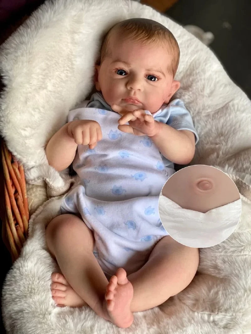 18-20 Zoll Cameron Bebe Reborn Junge und Mädchen mit bemaltem Haar, 3D-bemalter Haut, handgefertigte, lebensechte Neugeborene