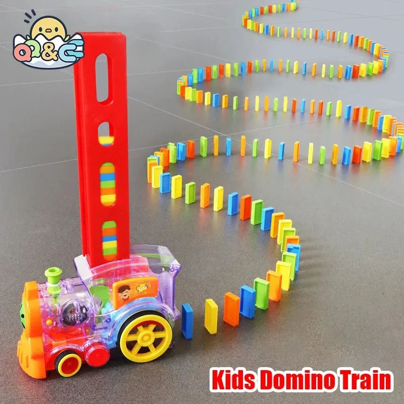 Kinder Domino Zug Auto Set Sound Licht Automatische Verlegung Domino Ziegel Bunte Dominosteine ​​Blöcke Spiel Pädagogisches DIY Spielzeug Geschenke