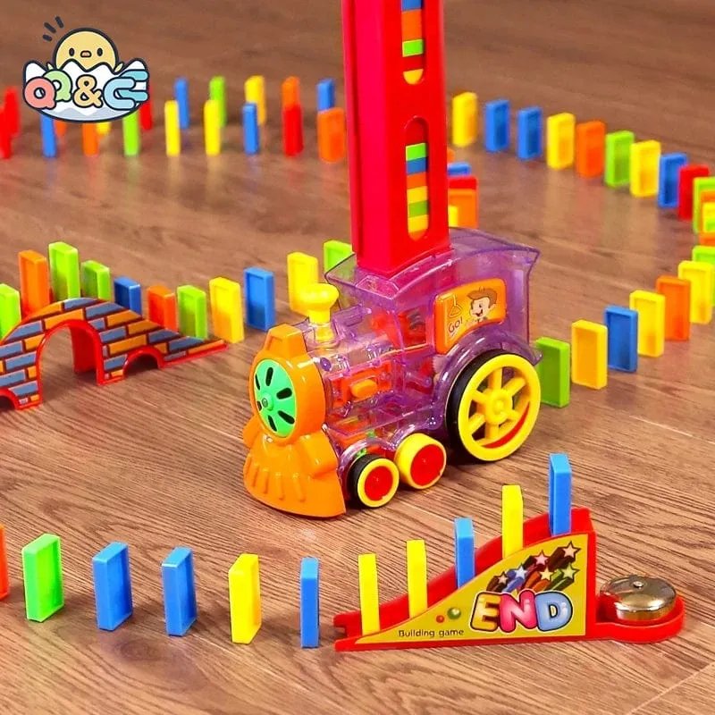 Kinder Domino Zug Auto Set Sound Licht Automatische Verlegung Domino Ziegel Bunte Dominosteine ​​Blöcke Spiel Pädagogisches DIY Spielzeug Geschenke