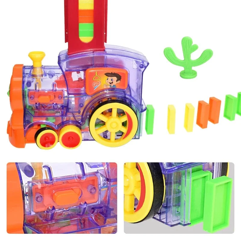 Kinder Domino Zug Auto Set Sound Licht Automatische Verlegung Domino Ziegel Bunte Dominosteine ​​Blöcke Spiel Pädagogisches DIY Spielzeug Geschenke