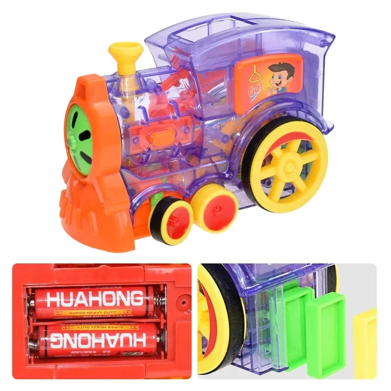 Kinder Domino Zug Auto Set Sound Licht Automatische Verlegung Domino Ziegel Bunte Dominosteine ​​Blöcke Spiel Pädagogisches DIY Spielzeug Geschenke