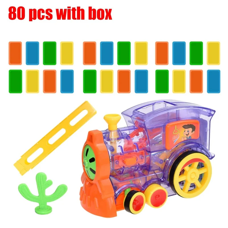 Kinder Domino Zug Auto Set Sound Licht Automatische Verlegung Domino Ziegel Bunte Dominosteine ​​Blöcke Spiel Pädagogisches DIY Spielzeug Geschenke