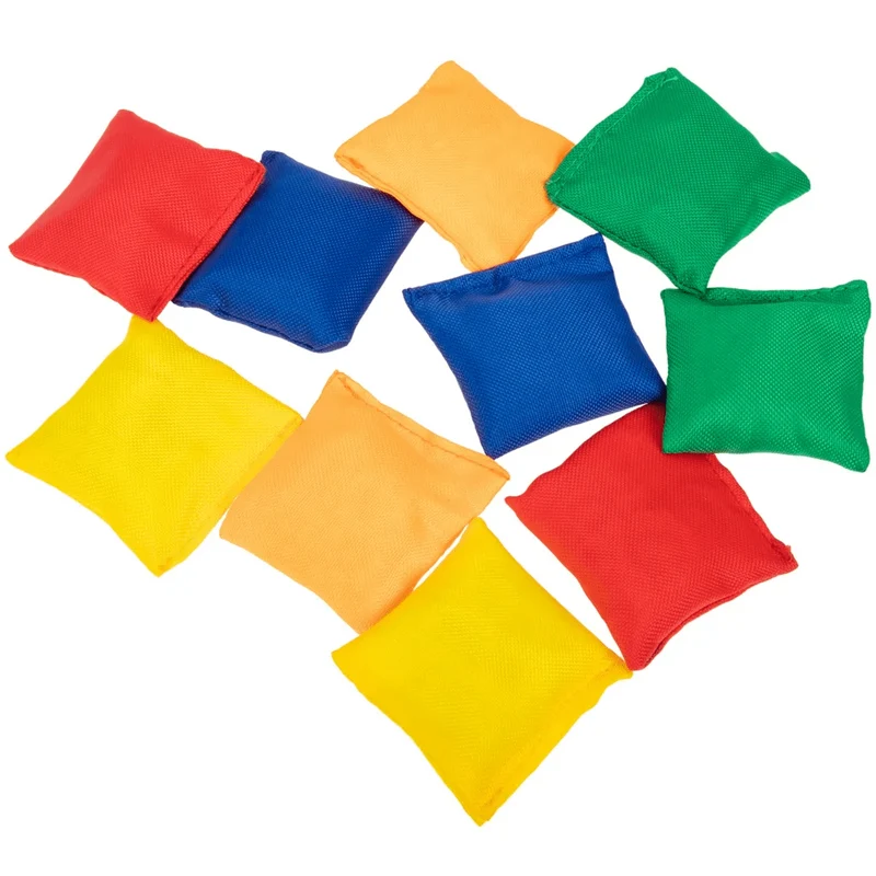 10 Stück Mini-Sitzsäcke, bunt, tragbar, Stoff, Sandsack, Wurfspielzeug für Kinder, interaktives Spielzeug für Spaß, Sport, Outdoor, Familienspiel