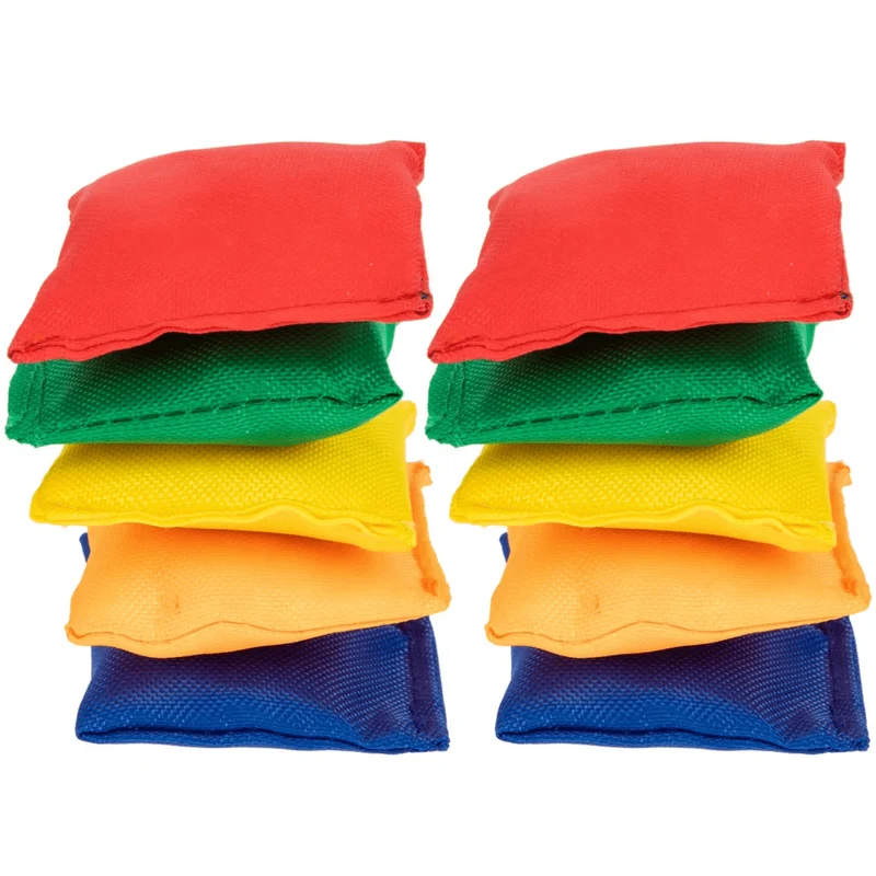 10 Stück Mini-Sitzsäcke, bunt, tragbar, Stoff, Sandsack, Wurfspielzeug für Kinder, interaktives Spielzeug für Spaß, Sport, Outdoor, Familienspiel
