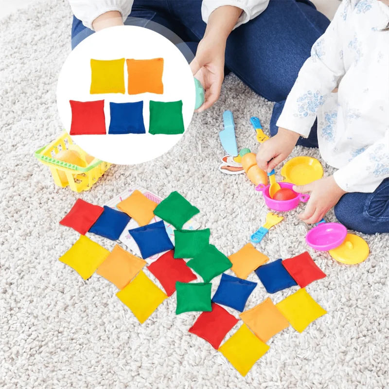 10 Stück Mini-Sitzsäcke, bunt, tragbar, Stoff, Sandsack, Wurfspielzeug für Kinder, interaktives Spielzeug für Spaß, Sport, Outdoor, Familienspiel