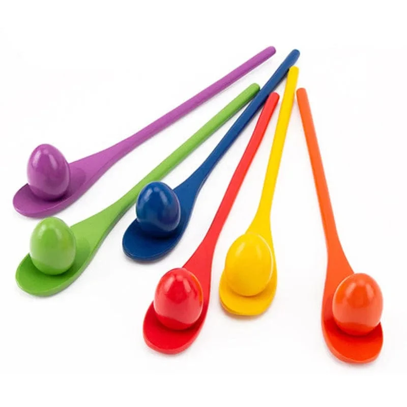 Kinder Outdoor Fun Spiel Spielzeug Ei Löffel Balance Sport Holz Löffel Werfen Ball Gefühl Ausbildung Frühe Bildung Puzzle Party Spiel