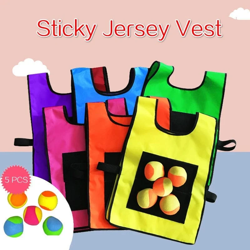 Outdoor Sport Spiel Requisiten Weste Klebrige Jersey Weste Spielweste Weste Mit Sticky Ball Werfen Spielzeug Für Kinder Kinder Sport Spielzeug