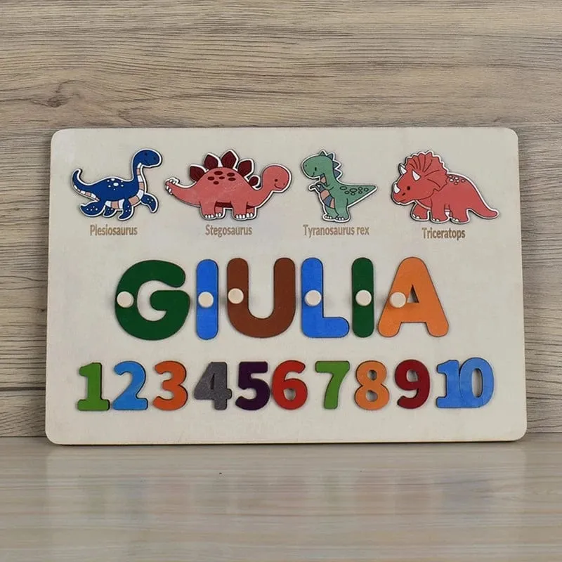 Holz-Namenspuzzle, personalisierbar, individuell für Baby, Spielbrett, 3-D-Puzzle, pädagogische Form, passendes Entwicklungsspielzeug