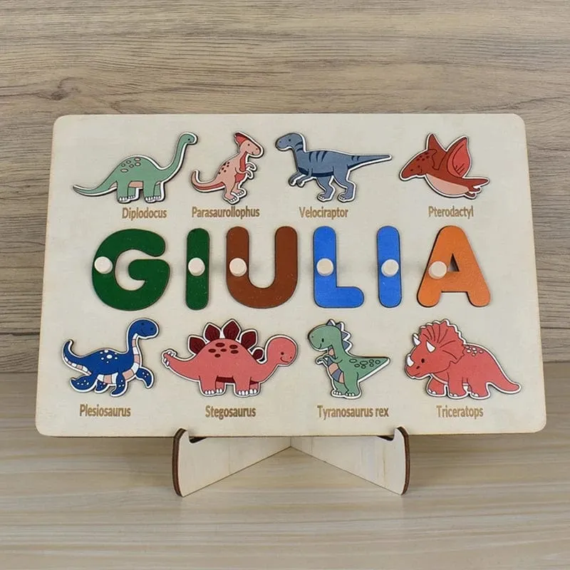 Holz-Namenspuzzle, personalisierbar, individuell für Baby, Spielbrett, 3-D-Puzzle, pädagogische Form, passendes Entwicklungsspielzeug