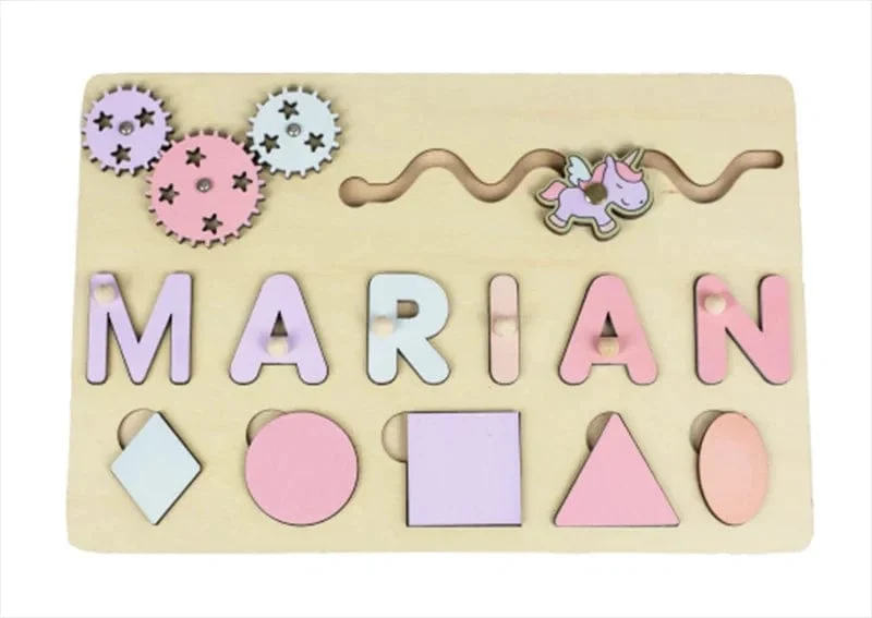 Holz-Namenspuzzle, personalisierbar, individuell für Baby, Spielbrett, 3-D-Puzzle, pädagogische Form, passendes Entwicklungsspielzeug