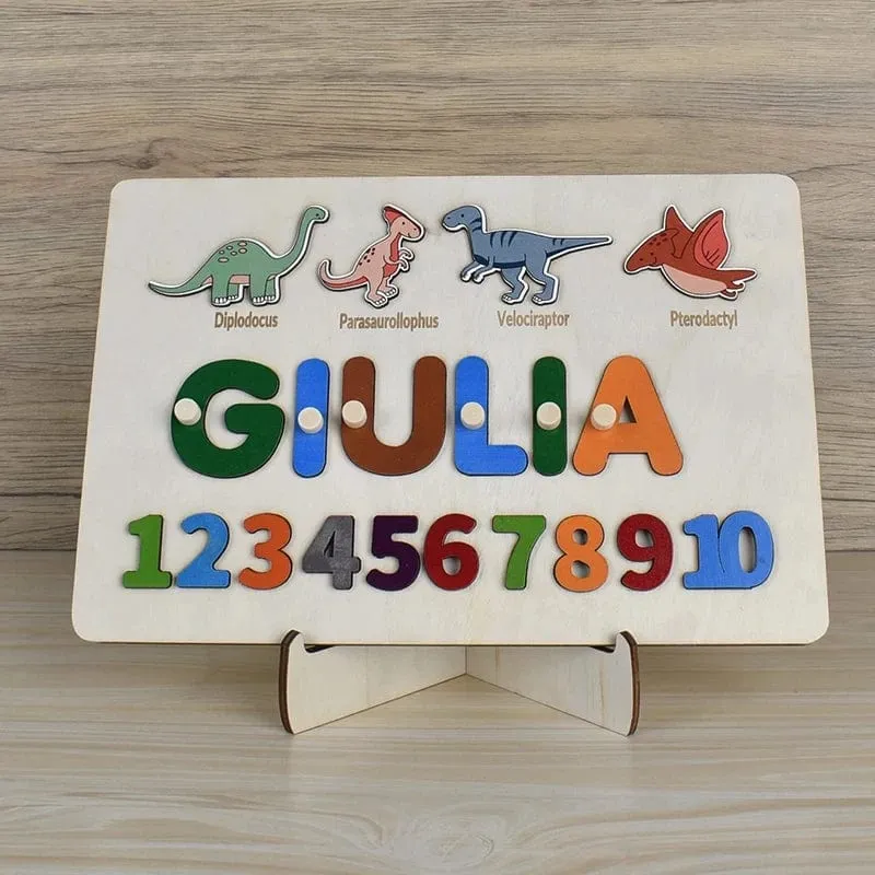 Holz-Namenspuzzle, personalisierbar, individuell für Baby, Spielbrett, 3-D-Puzzle, pädagogische Form, passendes Entwicklungsspielzeug