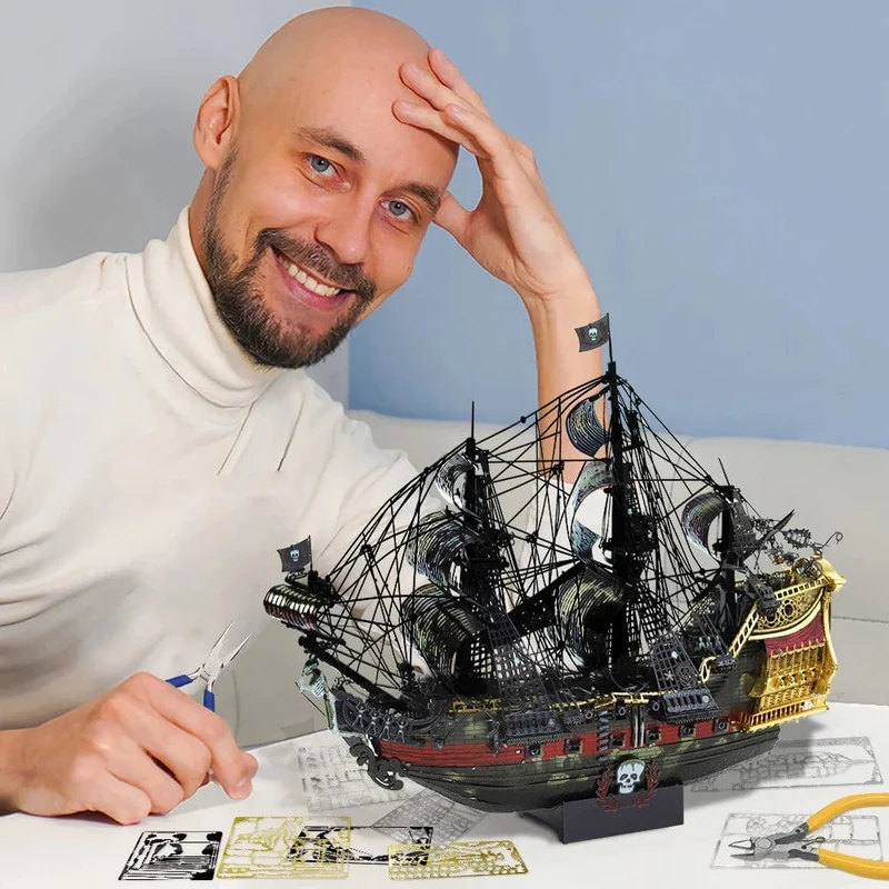 Piececool 3D-Metallpuzzle „Die Rache der Königin Anne“, Piratenschiff, DIY-Modellbausätze, Spielzeug für Jugendliche, Denksportaufgabe