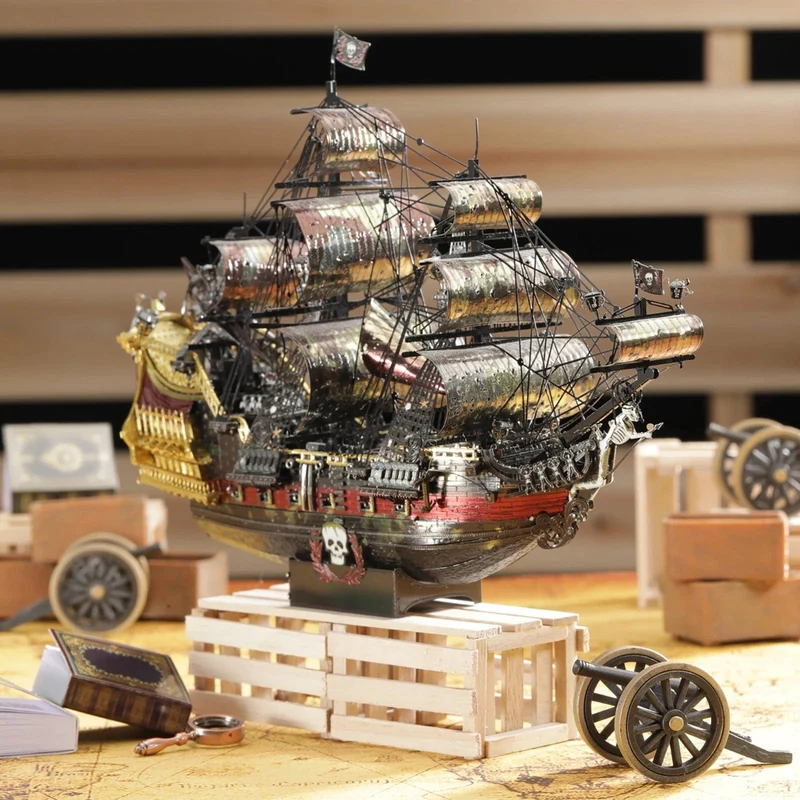 Piececool 3D-Metallpuzzle „Die Rache der Königin Anne“, Piratenschiff, DIY-Modellbausätze, Spielzeug für Jugendliche, Denksportaufgabe