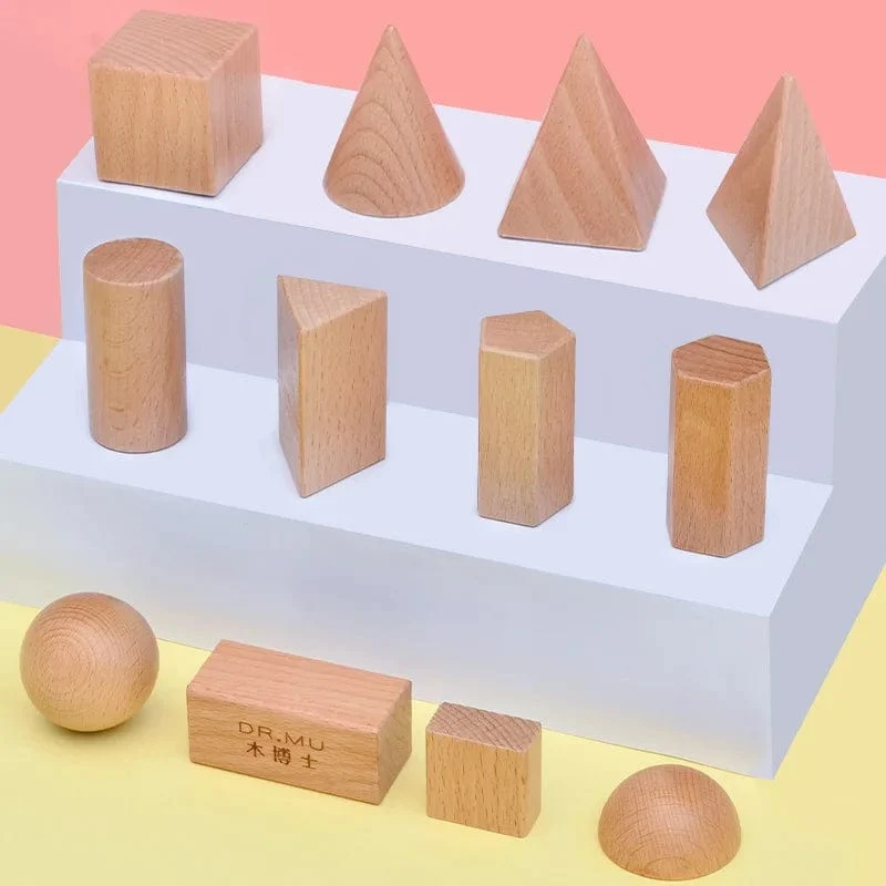 Montessori Mystery Bag Holz Sensorische Spielzeuge Objekte Geometrische Formen Natürliche Holzfarbe Massivholz 3 Jahre alt