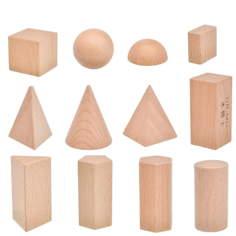 Montessori Mystery Bag Holz Sensorische Spielzeuge Objekte Geometrische Formen Natürliche Holzfarbe Massivholz 3 Jahre alt