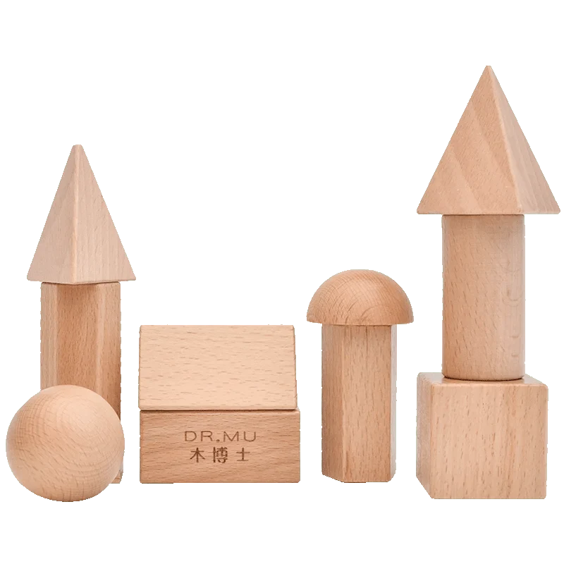 Montessori Mystery Bag Holz Sensorische Spielzeuge Objekte Geometrische Formen Natürliche Holzfarbe Massivholz 3 Jahre alt