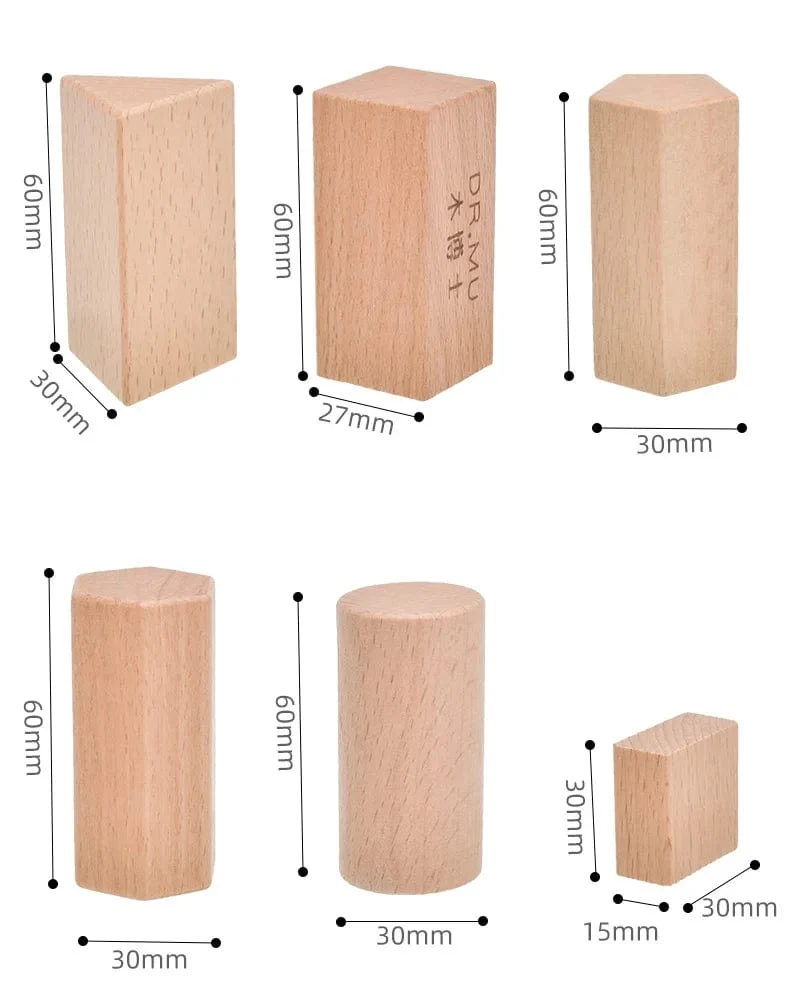Montessori Mystery Bag Holz Sensorische Spielzeuge Objekte Geometrische Formen Natürliche Holzfarbe Massivholz 3 Jahre alt