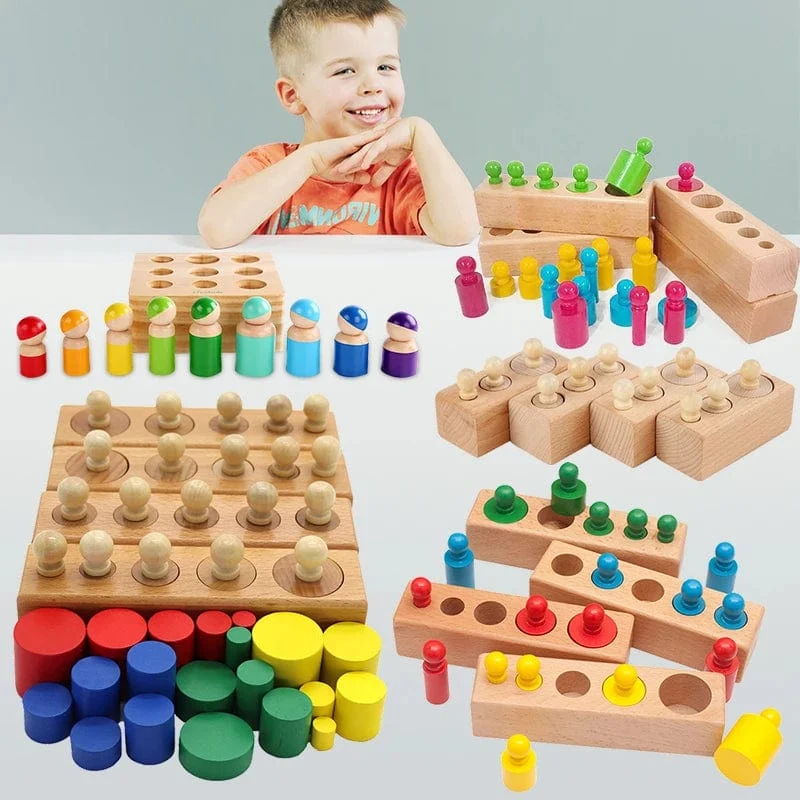 Montessori Zylinder Sockel Puzzles Spielzeug Baby Entwicklung Praxis Und SinneVorschule Pädagogisches Holz Spielzeug Für Kinder