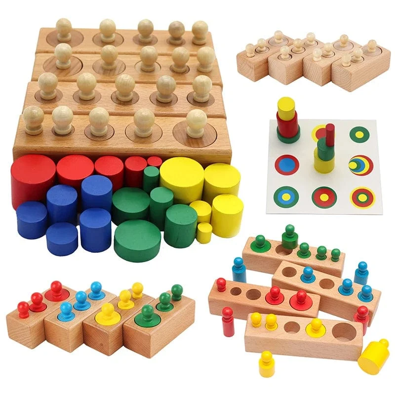 Montessori Zylinder Sockel Puzzles Spielzeug Baby Entwicklung Praxis Und SinneVorschule Pädagogisches Holz Spielzeug Für Kinder