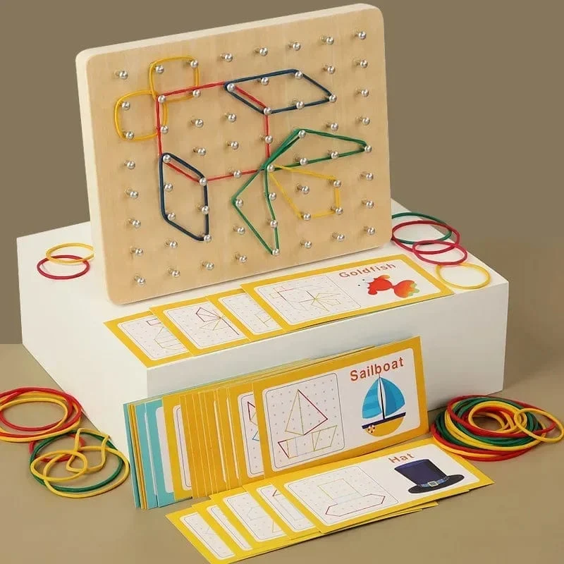 Neue Holz Montessori Kleine Geometrische Kreative Nagel Bord Grafiken für Kinder Frühe Bildung Spielzeug Puzzle Mathe Spiele Holz