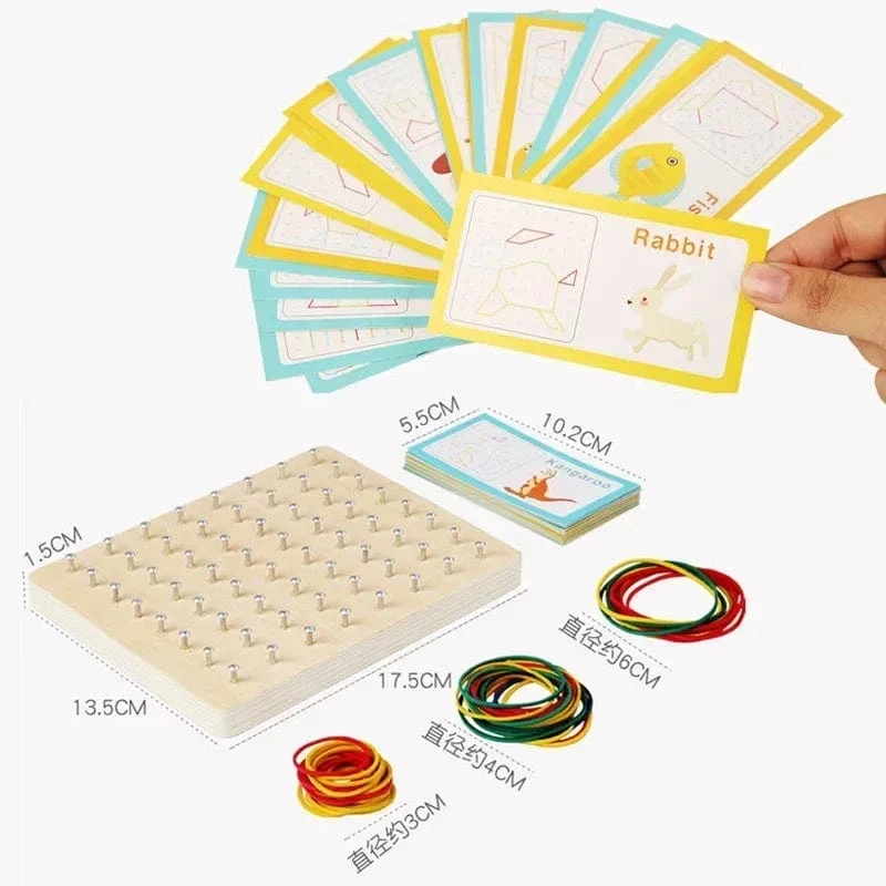 Neue Holz Montessori Kleine Geometrische Kreative Nagel Bord Grafiken für Kinder Frühe Bildung Spielzeug Puzzle Mathe Spiele Holz