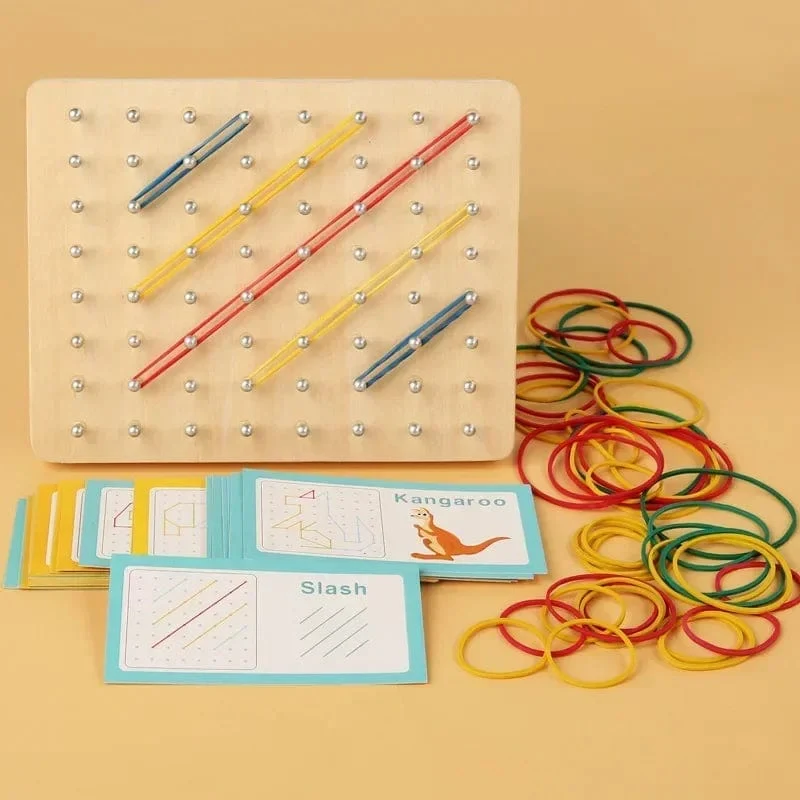 Neue Holz Montessori Kleine Geometrische Kreative Nagel Bord Grafiken für Kinder Frühe Bildung Spielzeug Puzzle Mathe Spiele Holz