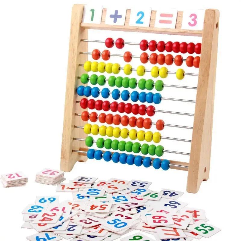 Klassisches pädagogisches Zählspielzeug aus Holz mit 100 Perlen, Vorschul-Mathe-Lernspielzeug, Montessori-Zahlenarithmetik, Abakus, Kleinkind-Geschenk