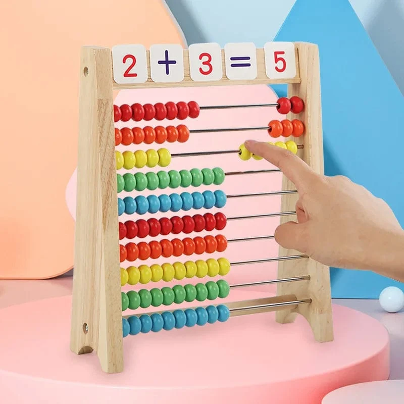 Klassisches pädagogisches Zählspielzeug aus Holz mit 100 Perlen, Vorschul-Mathe-Lernspielzeug, Montessori-Zahlenarithmetik, Abakus, Kleinkind-Geschenk