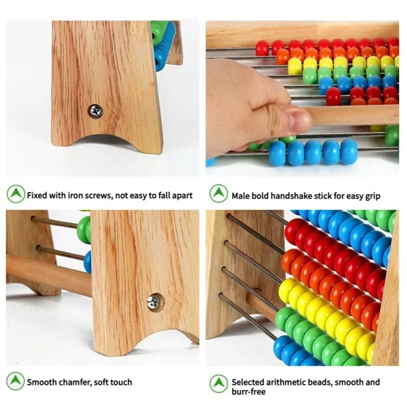 Klassisches pädagogisches Zählspielzeug aus Holz mit 100 Perlen, Vorschul-Mathe-Lernspielzeug, Montessori-Zahlenarithmetik, Abakus, Kleinkind-Geschenk