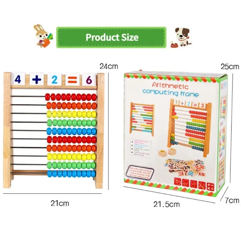 Klassisches pädagogisches Zählspielzeug aus Holz mit 100 Perlen, Vorschul-Mathe-Lernspielzeug, Montessori-Zahlenarithmetik, Abakus, Kleinkind-Geschenk