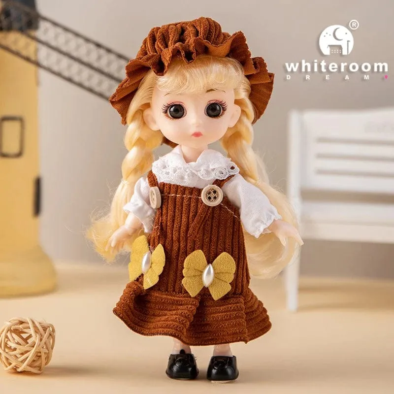Puppe für Mädchen Spielzeug BJD Minipuppe 13 bewegliches Gelenk Baby 3D große Augen schöne DIY Spielzeugpuppe mit Kleidung verkleiden 1/12 Modepuppe
