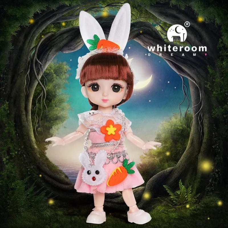 Puppe für Mädchen Spielzeug BJD Minipuppe 13 bewegliches Gelenk Baby 3D große Augen schöne DIY Spielzeugpuppe mit Kleidung verkleiden 1/12 Modepuppe