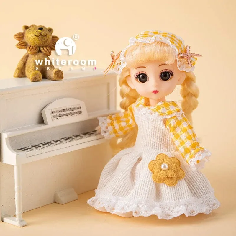 Puppe für Mädchen Spielzeug BJD Minipuppe 13 bewegliches Gelenk Baby 3D große Augen schöne DIY Spielzeugpuppe mit Kleidung verkleiden 1/12 Modepuppe